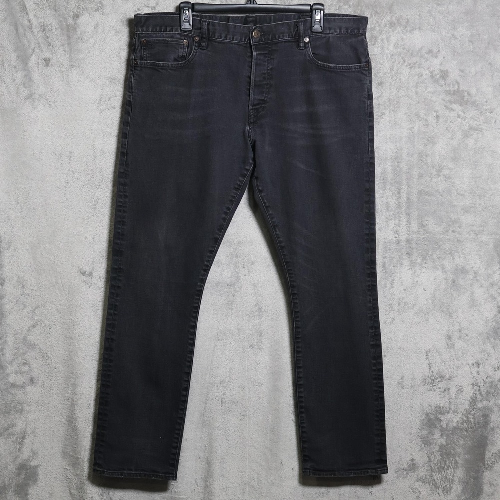 Polo Ralph Lauren Jeans Mens 38x31 Black Charcoal Dungarees Slim Whisker Stretch